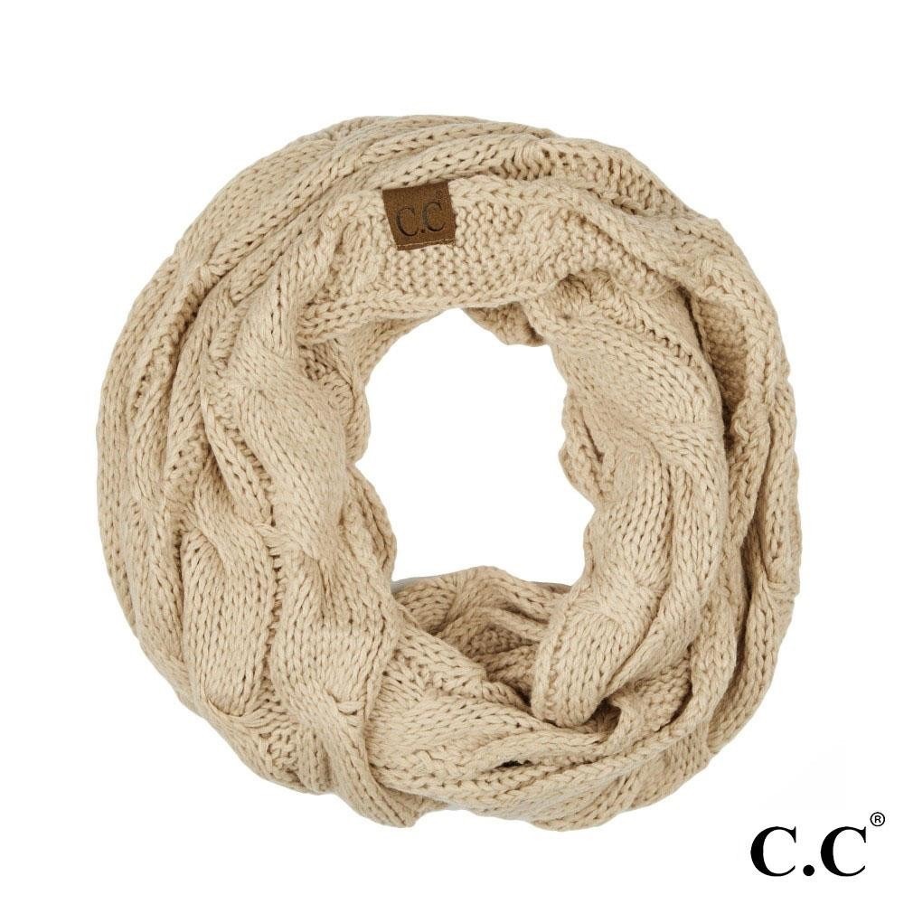 C.C Cable Knit Infinity Scarf New Beige